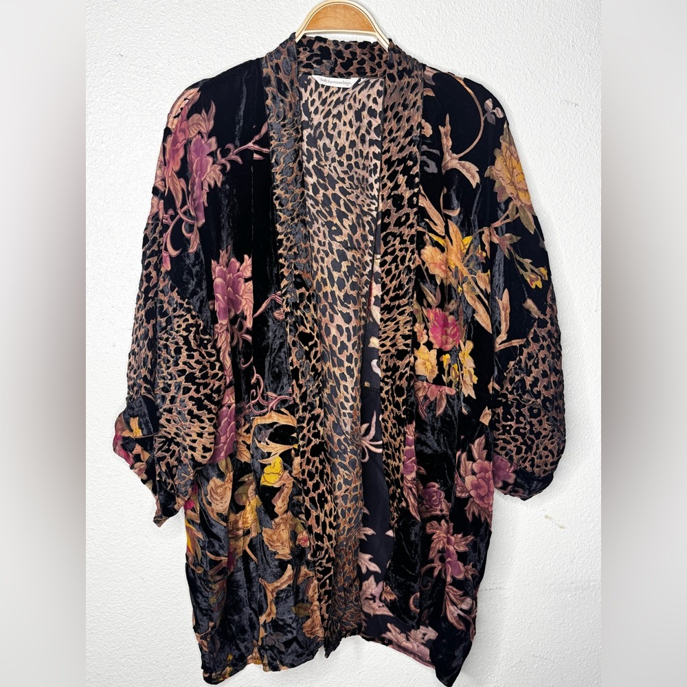 Soft Surroundings Leopard Print Kimono Jacket - Black, Brown, Tan